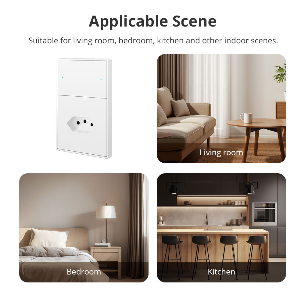Zemismart Matter over Wifi 10A Brazil Socket 1 Poles Brazilian Wall Outlet Smartthings Homekit Google Home Control