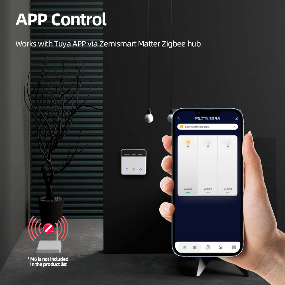 Zemismart Smart Home Products DIY Name Switch works with Tuya Zigbee Smart Display Screen Light Touch Switch Smart Life Alexa Google Home