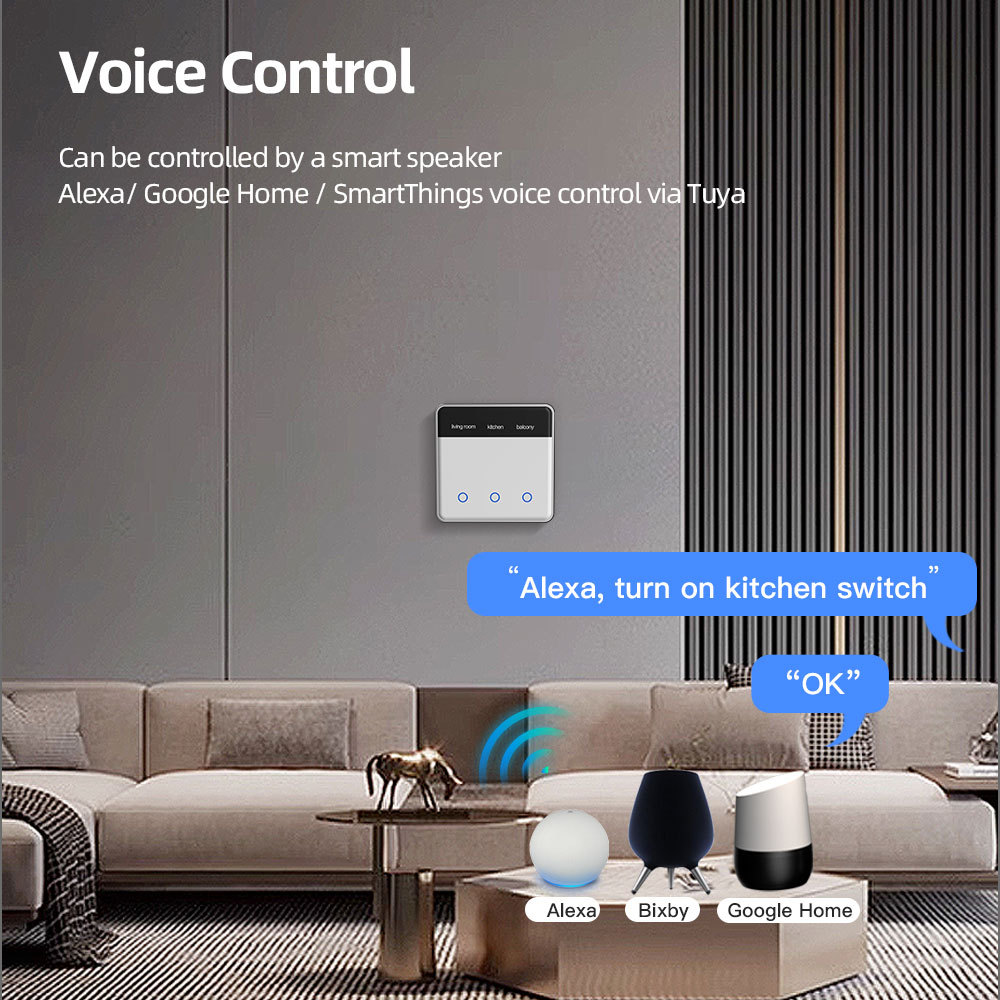 Zemismart Smart Home Products DIY Name Switch works with Tuya Zigbee Smart Display Screen Light Touch Switch Smart Life Alexa Google Home