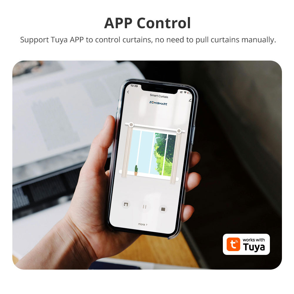 Zemismart Zigbee Curtain  Motor with Track Zigbee 3.0 Electric Smart Curtain works with Tuya Shipped From EU,BR