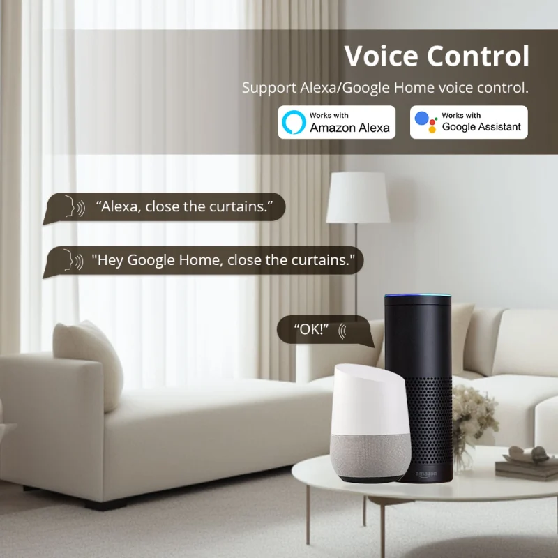Zemismart WiFi Smart Curtain Customized Electric Curtain Motor With Tracket works with Tuya Alexa Google Home Enable RF Remote Control