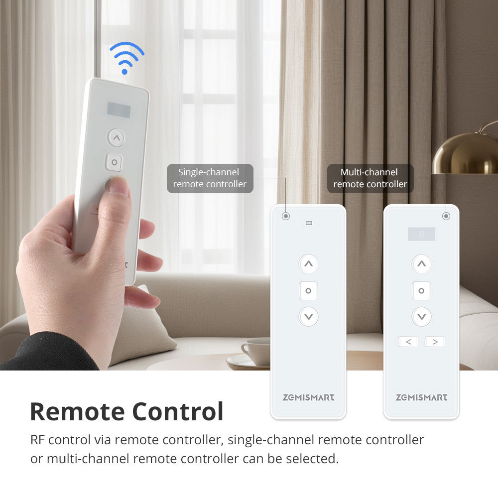 Zemismart WiFi Smart Curtain Customized Electric Curtain Motor With Tracket works with Tuya Alexa Google Home Enable RF Remote Control