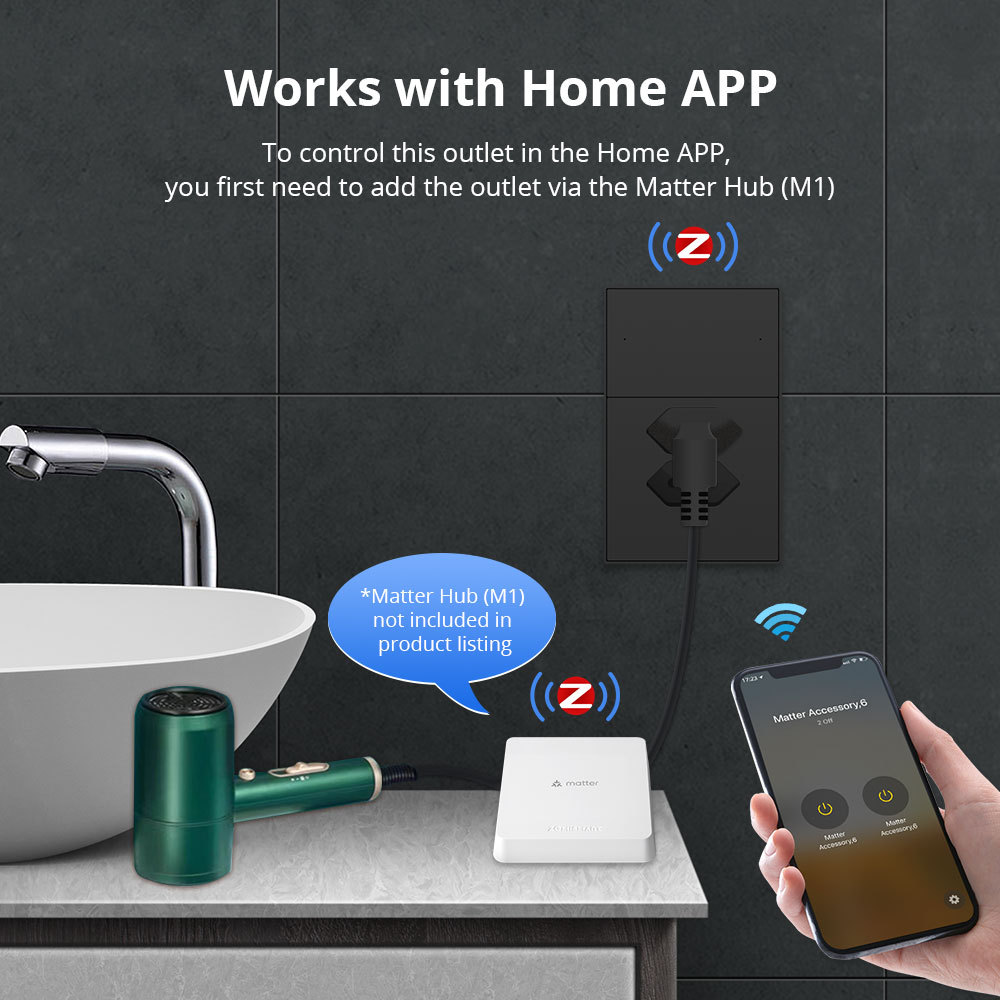 Zemismart Zigbee 10A+20A Brazil Socket Black Color 2 Poles Brazilian Wall Outlet Smartthings Homekit Google Home Control via M1 Hub