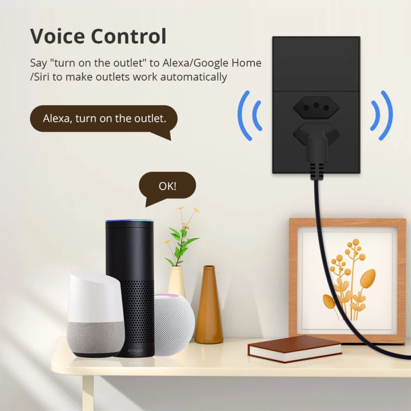 Zemismart Zigbee 10A+20A Brazil Socket Black Color 2 Poles Brazilian Wall Outlet Smartthings Homekit Google Home Control via M1 Hub