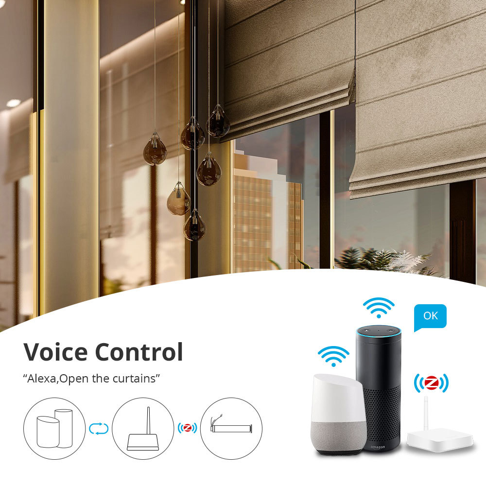 Zemismart Zigbee 2N Smart Roller Shade Blinds Motor for 38mm Tube works with Tuya Smart Life App Alexa Google Assistant Voice Control