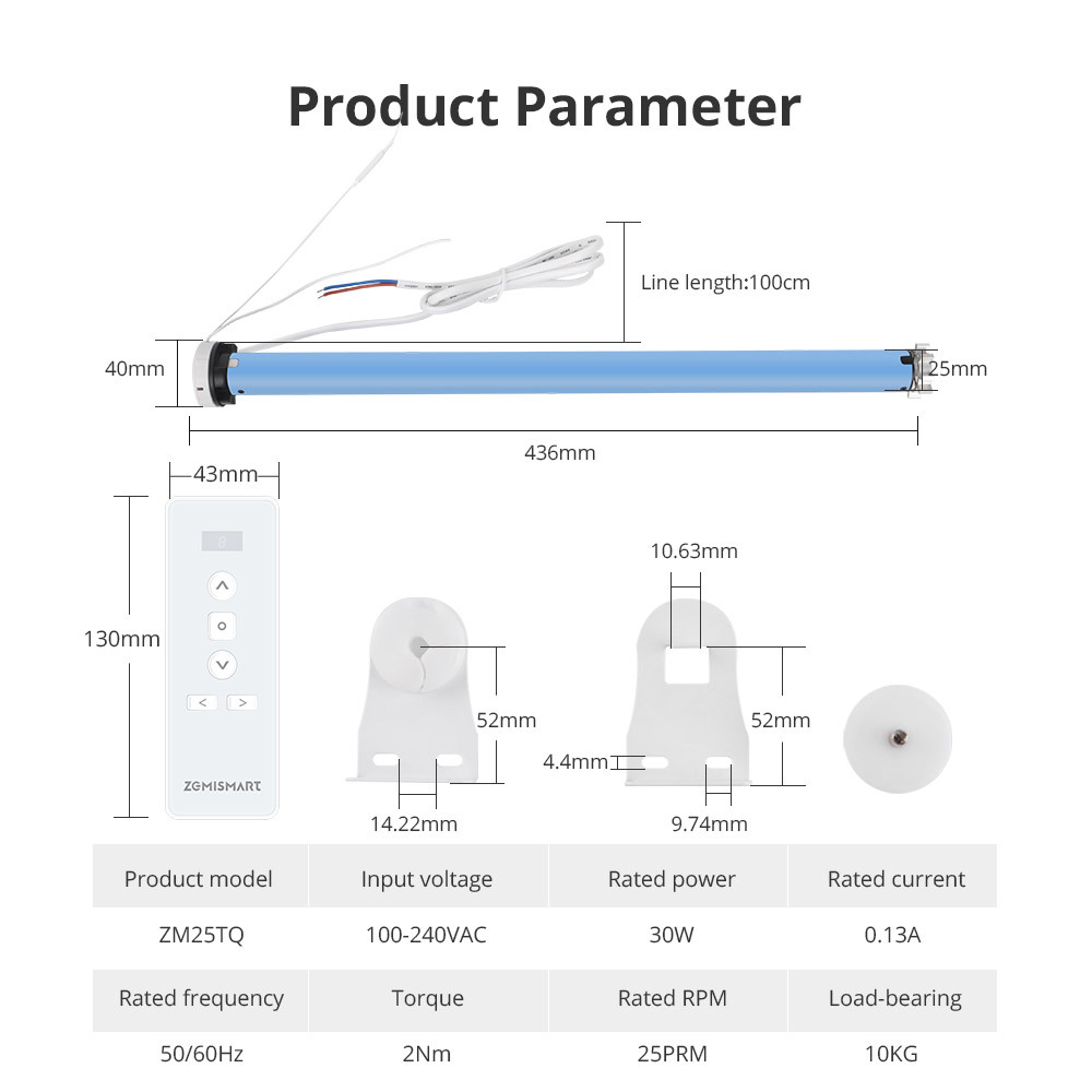 Zemismart WiFi 2N Roller Shade Blinds Motor Smart Electric Curtain Motor for 37 38mm Tube works with Tuya Alexa Google Assistant Voice Control