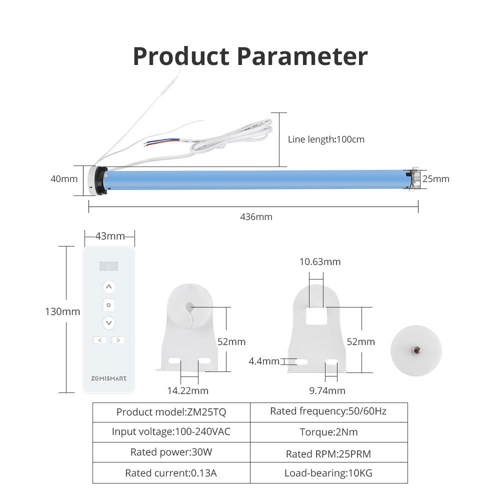 Zemismart Zigbee 2N Smart Roller Shade Blinds Motor for 38mm Tube works with Tuya Smart Life App Alexa Google Assistant Voice Control
