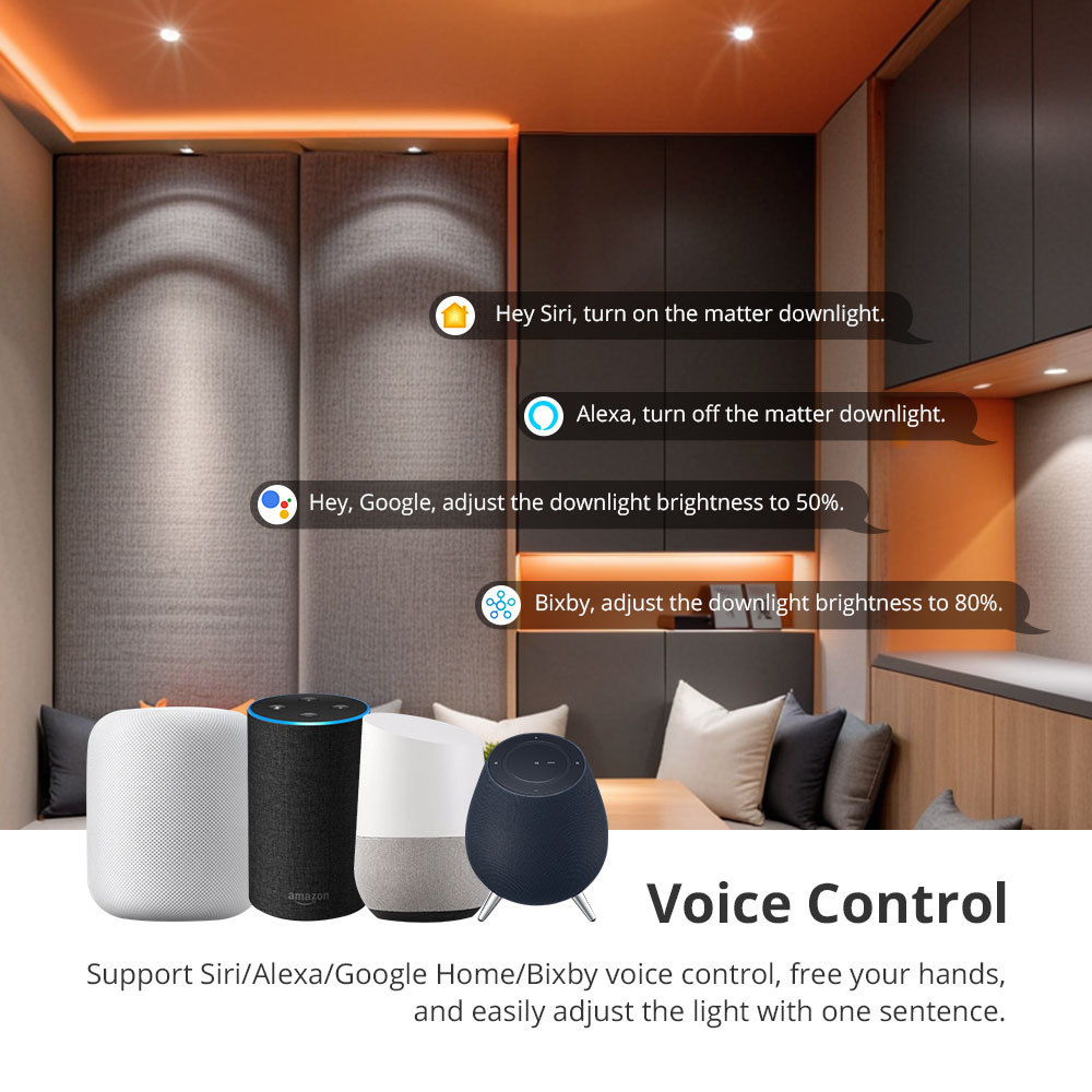 Zemismart Matter WiFi LED Downlight IP44 CCT 12W Dimmable Light Anti-Glare Support Homekit Smartthings Alexa Google Home Control