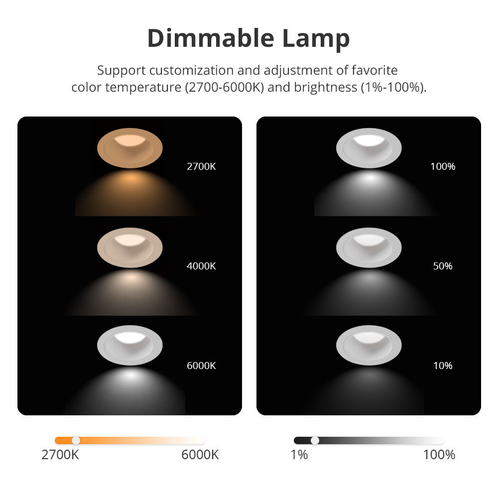 Zemismart Matter WiFi LED Downlight IP44 CCT 12W Dimmable Light Anti-Glare Support Homekit Smartthings Alexa Google Home Control