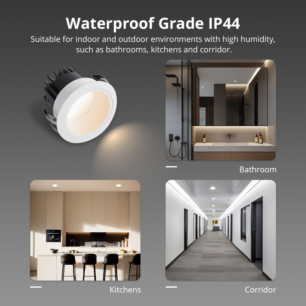 Zemismart Matter WiFi LED Downlight IP44 CCT 12W Dimmable Light Anti-Glare Support Homekit Smartthings Alexa Google Home Control
