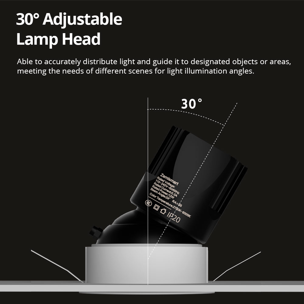 Zemismart Matter WiFi LED Spotlight 12W Anti-Glare Dimmable