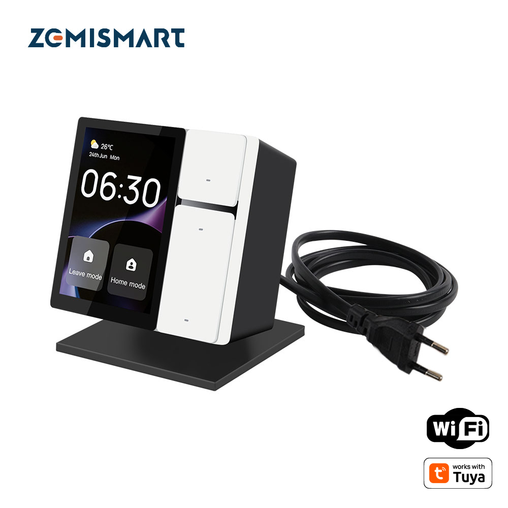 Zemismart 5 inch Smart Central Control Panel Touch Screen Come with Stand and Plug Built-in Alexa Voice Zigbee BLE Gateway Works with Tuya
