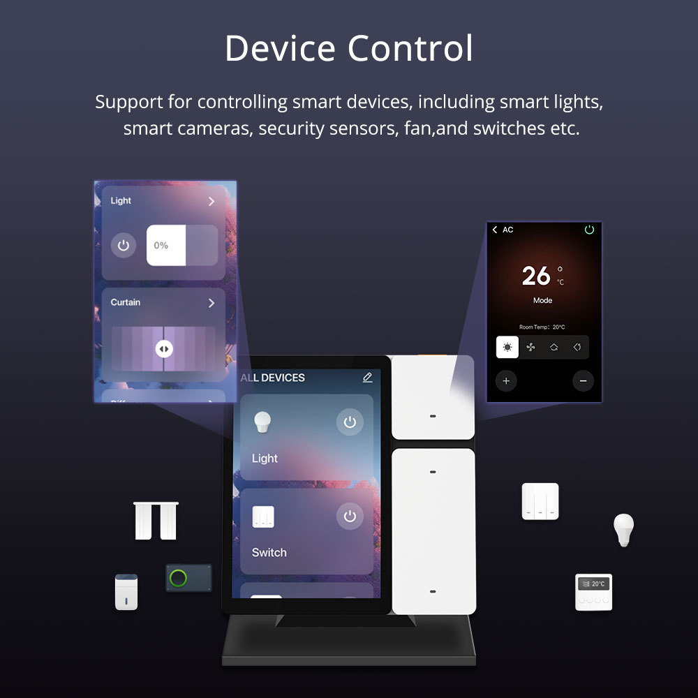 Zemismart 5 inch Smart Central Control Panel Touch Screen Come with Stand and Plug Built-in Alexa Voice Zigbee BLE Gateway Works with Tuya