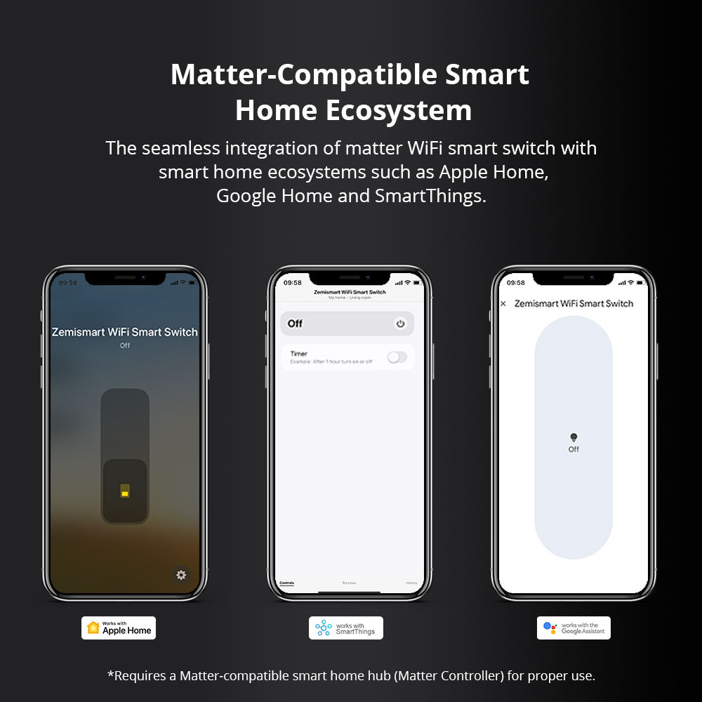 Zemismart Wifi Matter Smart Home Products DIY Name Switch Display Screen Light Touch Switch HomeKit Alexa Google Home Voice Control via Siri