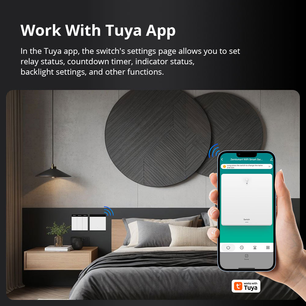 Zemismart Wifi Matter Smart Home Products DIY Name Switch Display Screen Light Touch Switch HomeKit Alexa Google Home Voice Control via Siri
