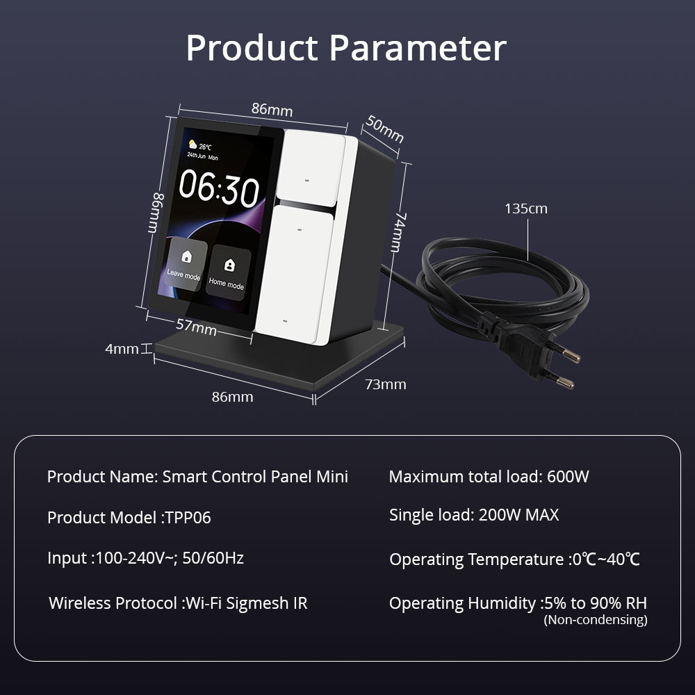 Zemismart 5 inch Smart Central Control Panel Touch Screen Come with Stand and Plug Built-in Alexa Voice Zigbee BLE Gateway Works with Tuya