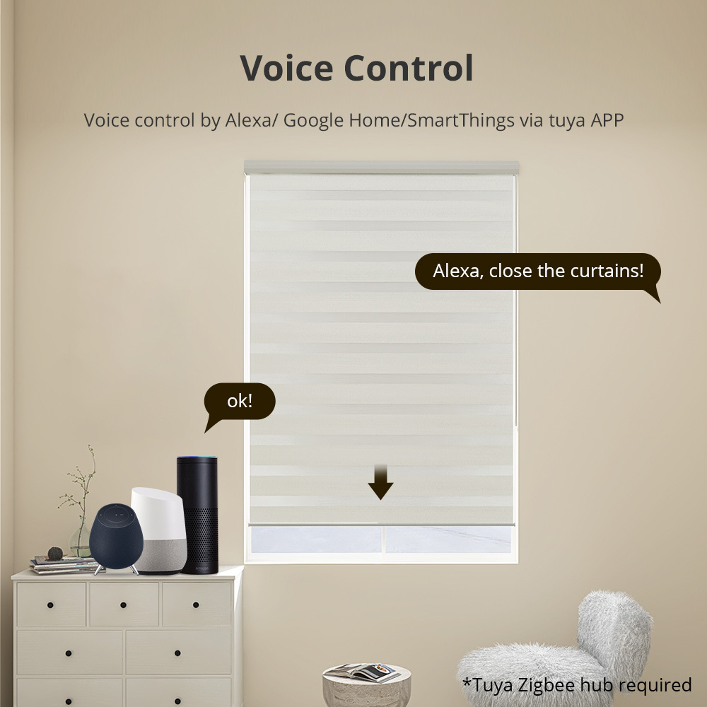 Zigbee Smart Blind Engine Motor for Aluminum Roman Blind Honeycomb Curtains Work with Tuya APP Alexa Google Home Voice Control