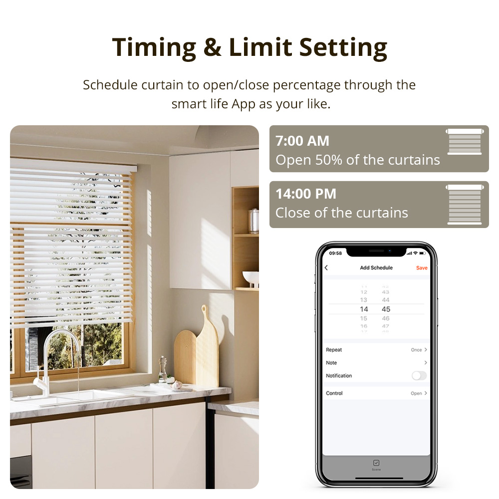 Zemismart Wifi Smart Blind Engine Motor for Aluminum Roman Blind