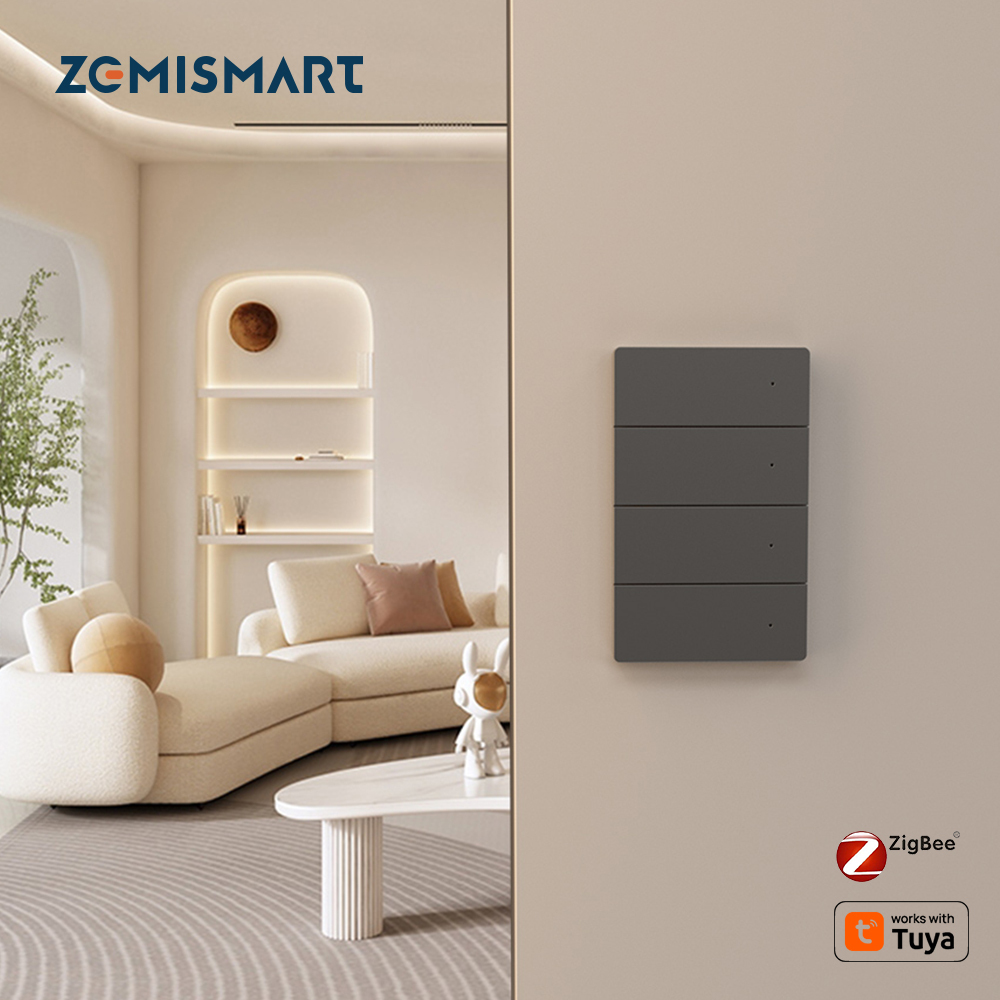 Zemismart Zigbee Neutral Switch Grey Color with  Aluminum Alloy Material works with Tuya HomeKit Google Home via M6 hub