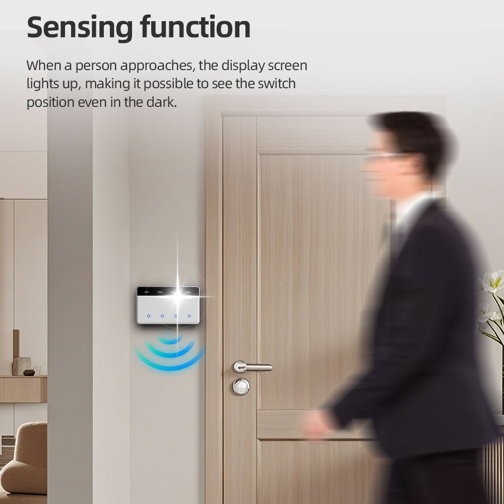 Zemismart DIY Name Switch Horizontal Standard works with Tuya Zigbee Smart Display Screen Light Touch US Switch Smart Life Alexa Google Home