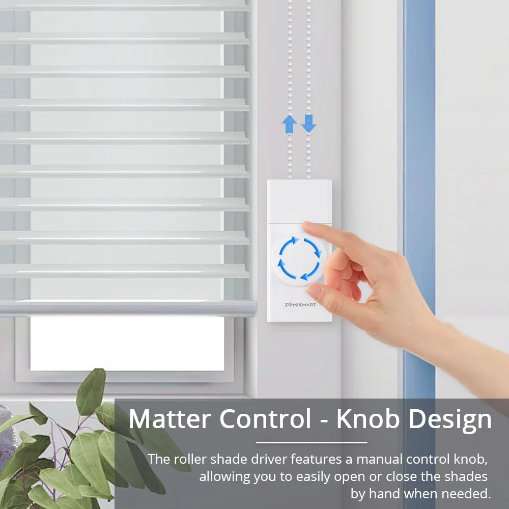 Zemismart Matter over Thread Built-in Battery Blind Driver Retrofit Blind Motor HomeKit Google Home App Siri Control