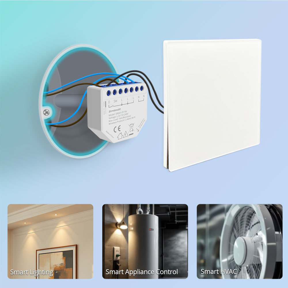 Zemismart Wifi Smart Relay 1 Gang Switch with Power Metering Mini Extreme Smart Switch Neutral Required Tuya App Voice Timer Control