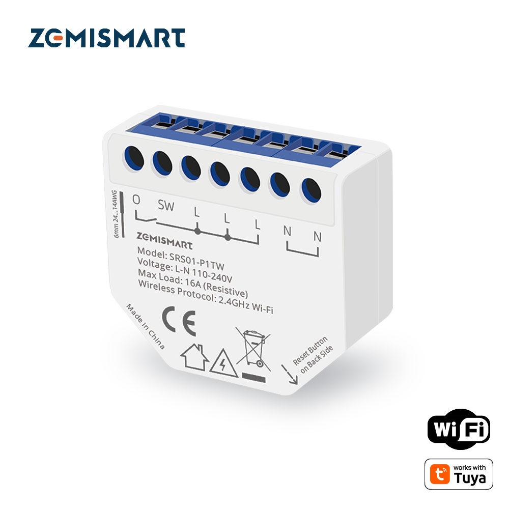 Zemismart Wifi Smart Relay 1 Gang Switch with Power Metering Mini Extreme Smart Switch Neutral Required Tuya App Voice Timer Control