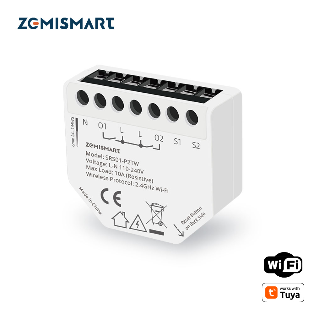Zemismart Wifi Smart Relay 2 Gang Switch with Power Metering Mini Extreme Smart Switch Neutral Required Tuya App Voice Timer Control