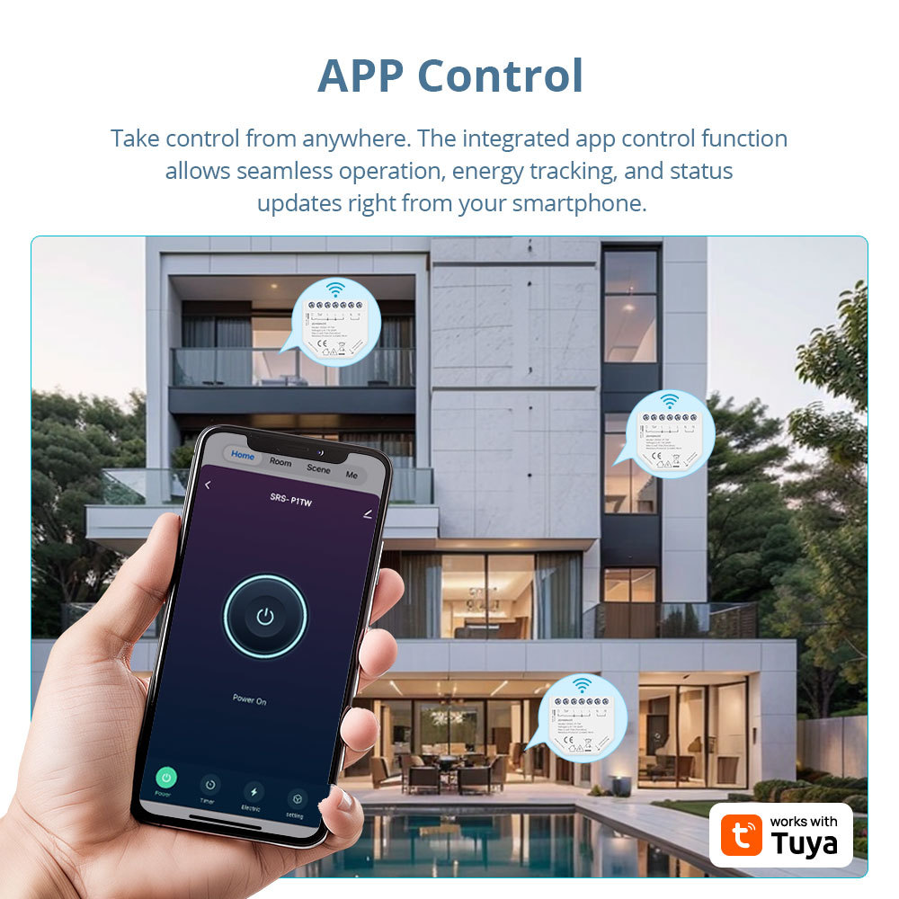 Zemismart Wifi Smart Relay 1 Gang Switch with Power Metering Mini Extreme Smart Switch Neutral Required Tuya App Voice Timer Control