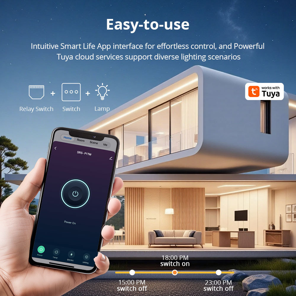 Zemismart Wifi Smart Relay 1 Gang Switch with Power Metering Mini Extreme Smart Switch Neutral Required Tuya App Voice Timer Control