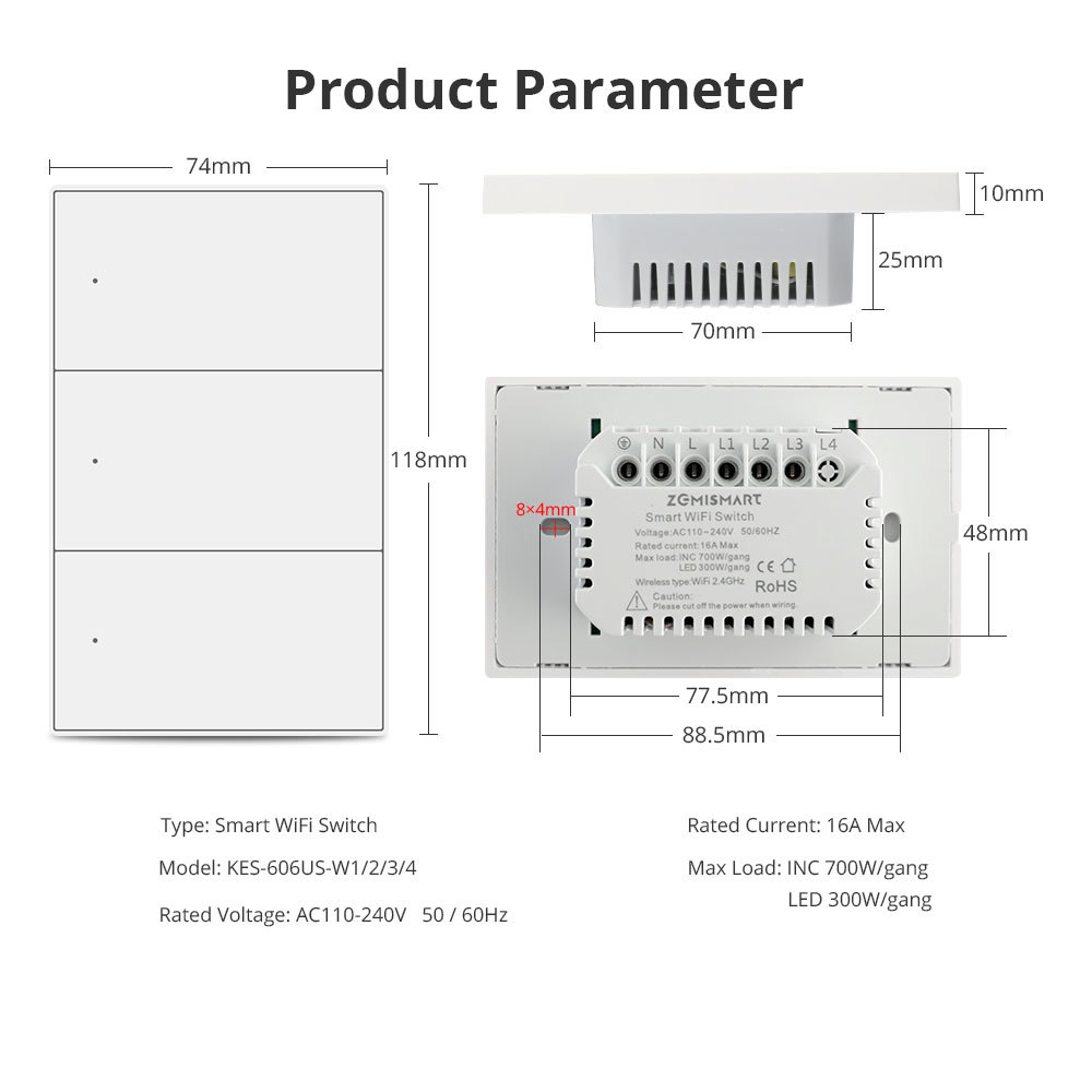 Zemismart Tuya WiFi Neutral Wall Light Switch 110V 220V Push Button Switch Smart Life Alexa Google Home Remote Control