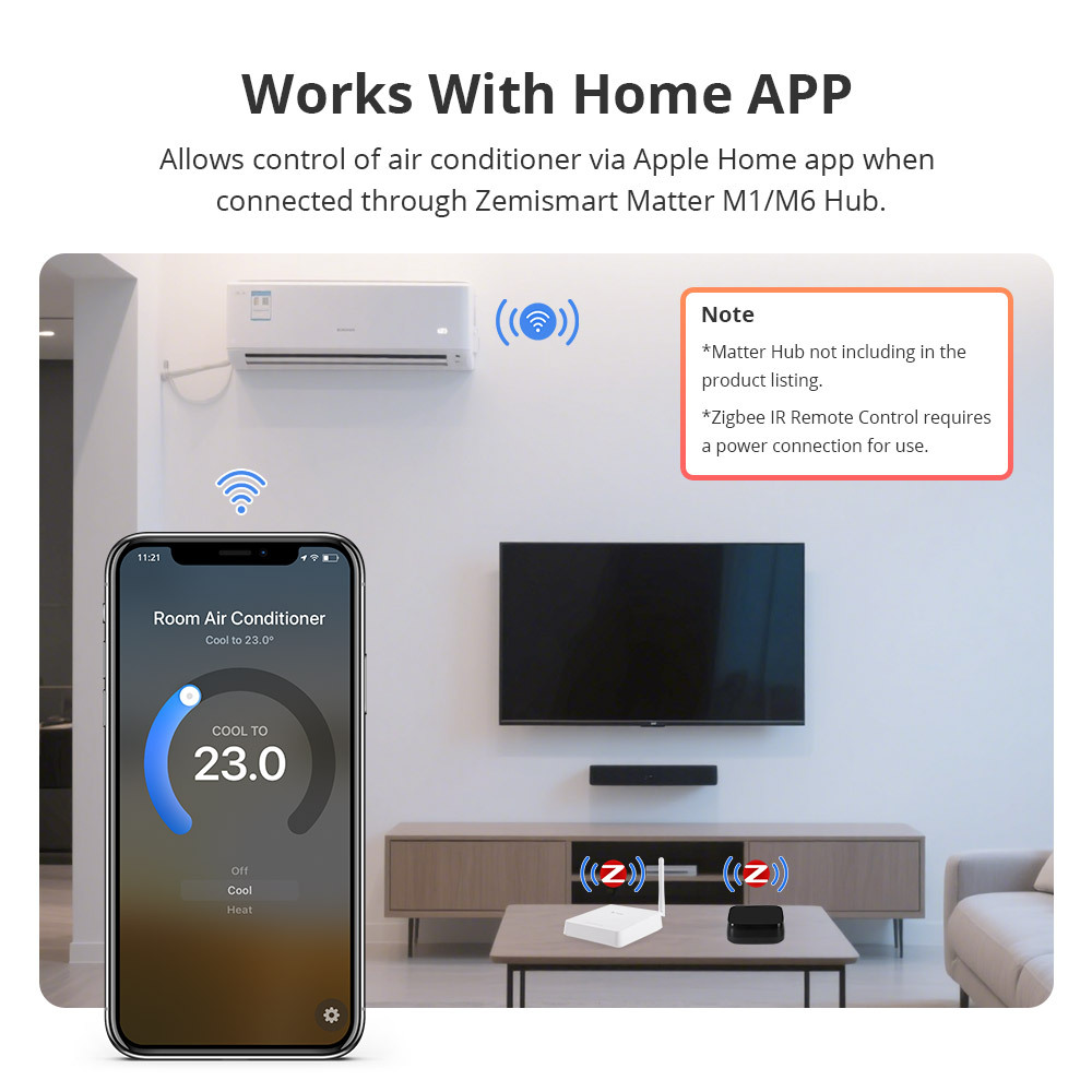 Zemismart Zigbee IR Remote Control Smart Home via HomeKit Tuya App Support Air Conditioner,TV,Audio Voice Control via Siri Alexa