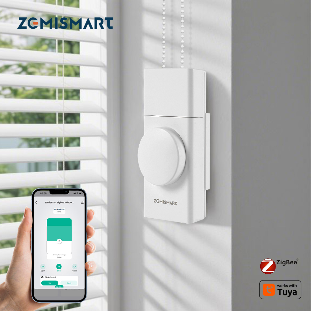 Zemismart Zigbee Built-in Battery Blind Driver Retrofit Blind Motor works with Tuya APP Voice Control Manual Control