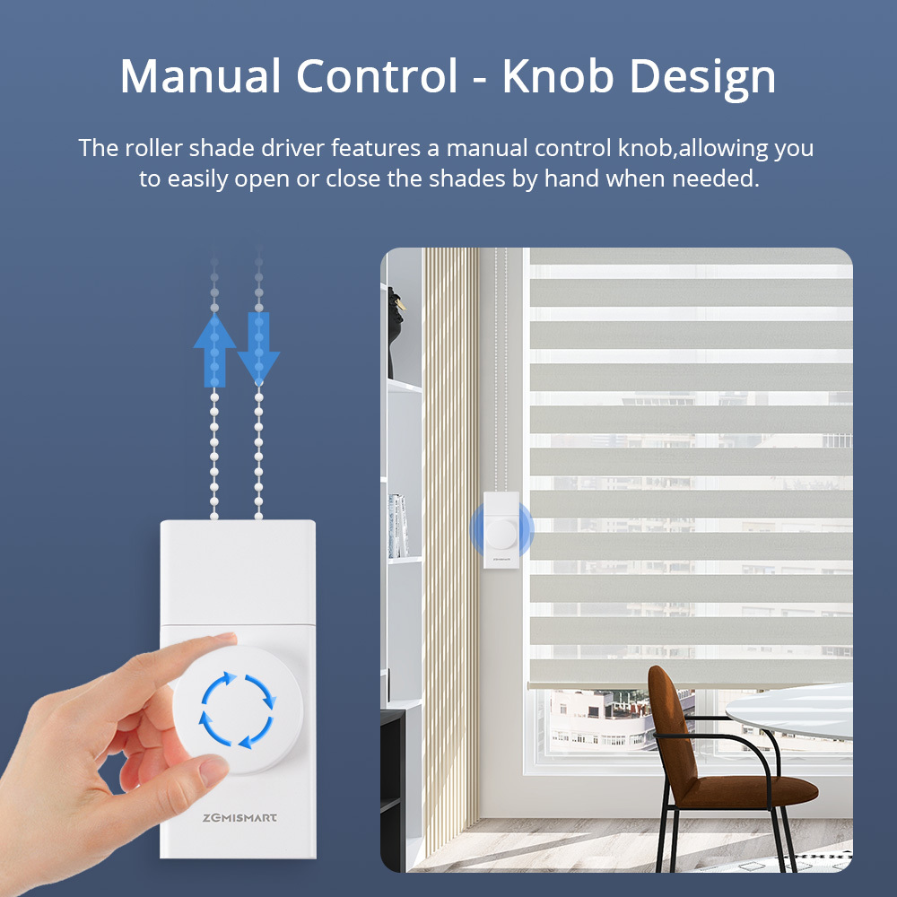 Zemismart Zigbee Built-in Battery Blind Driver Retrofit Blind Motor works with Tuya APP Voice Control Manual Control