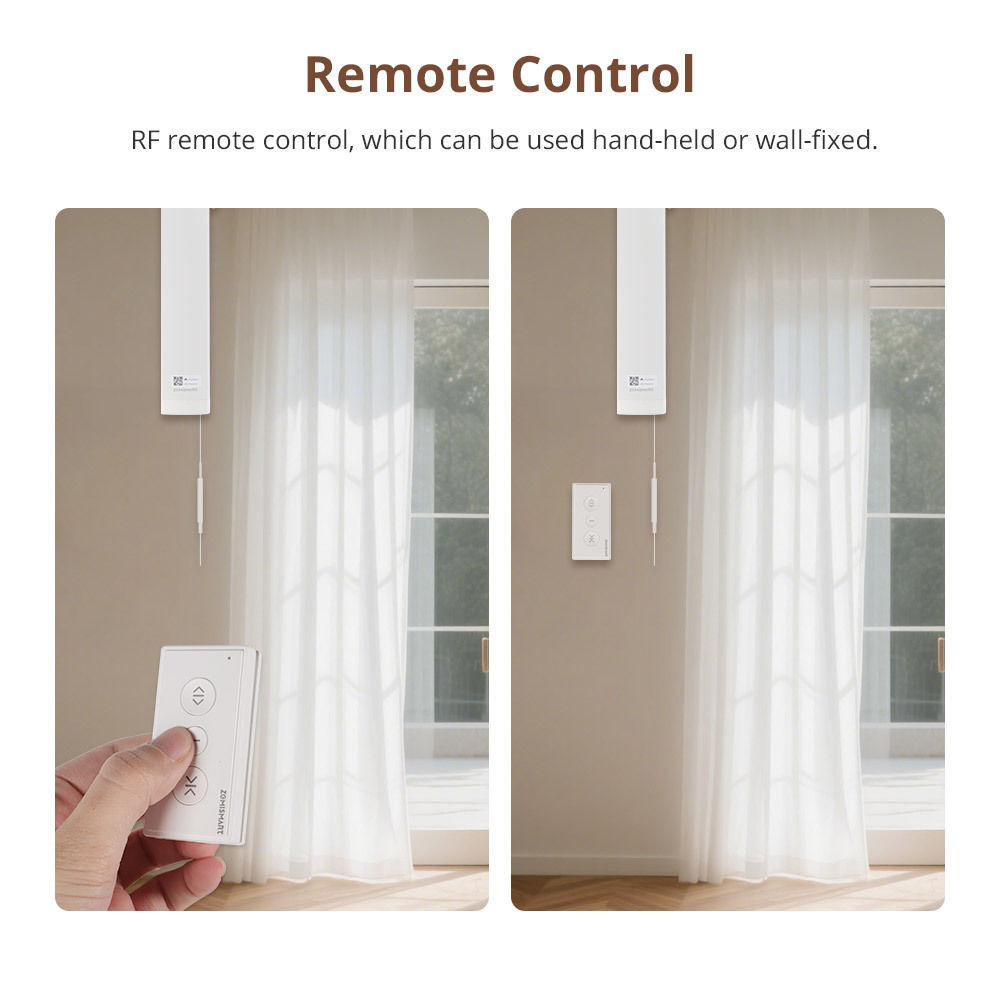 Zemismart Matter WiFi Smart Slide Curtain Motor Google Home Smartthings Home App Remote Control Automatic Curtain System