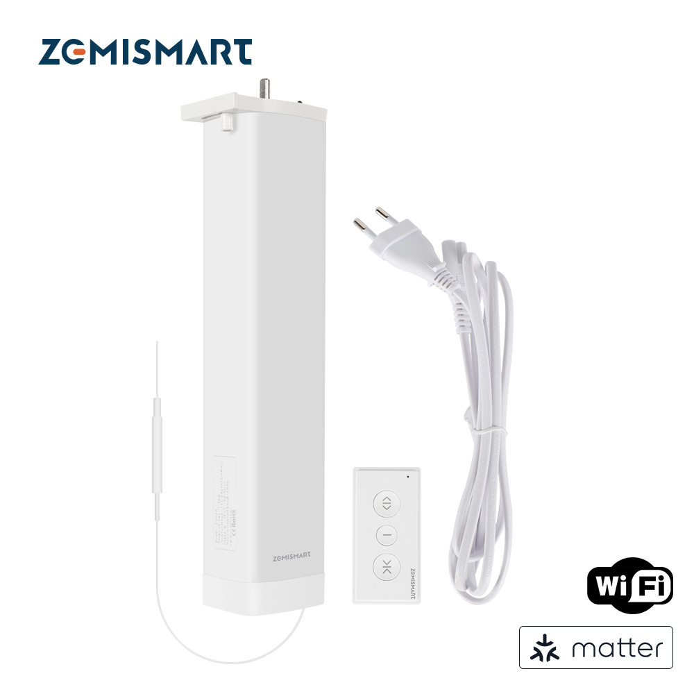 Zemismart Matter WiFi Smart Slide Curtain Motor Google Home Smartthings Home App Remote Control Automatic Curtain System