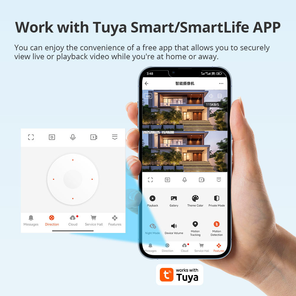 Zemismart Water Proof Outdoor Camera works with Tuya Wifi Dual Lens Dual Screen Tracking Security Protection Surveillance SD 3MP+3MP Card AI Motion Sensor