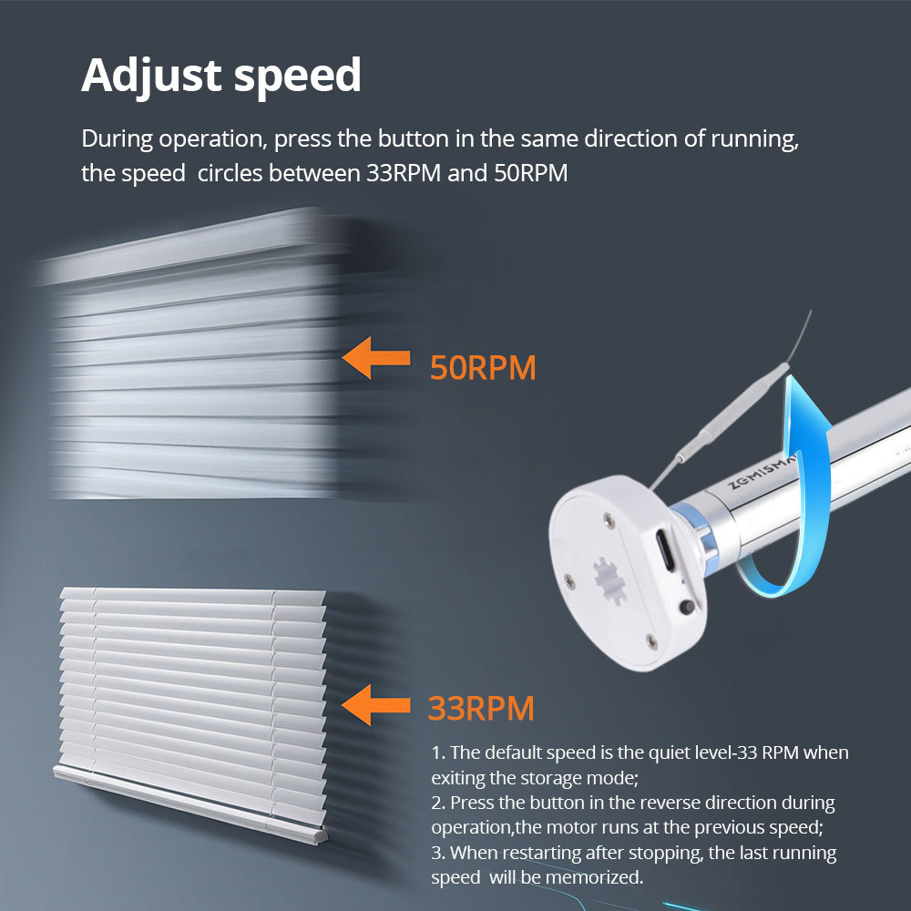 Zemismart Matter over Thread Rechargable Blind Motor compatible with 17/25/28mm Tubes HomeKit Google Home SmartThings App Siri Control