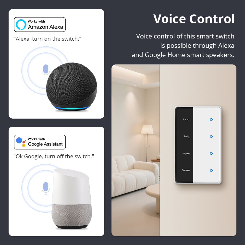 Zemismart Zigbee Smart Screen Switch with IR Display Screen Light Touch US Switch works with Tuya DIY Name Switch