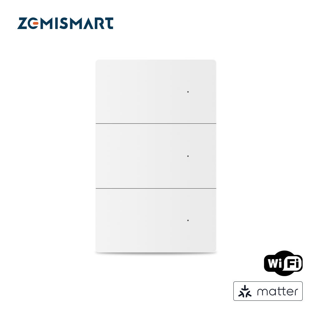 Zemismart Matter over Wifi Neutral Switch White Color with Aluminum Alloy Material Compatible HomeKit Google Home SmartThings App Control