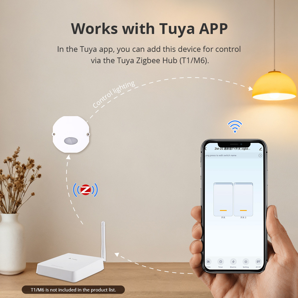 Zigbee 3.0 Light Switch DIY Breaker Module works with Tuya zigbee hub SmartThings Hubitat APP Remote Control Home 1/2 Way