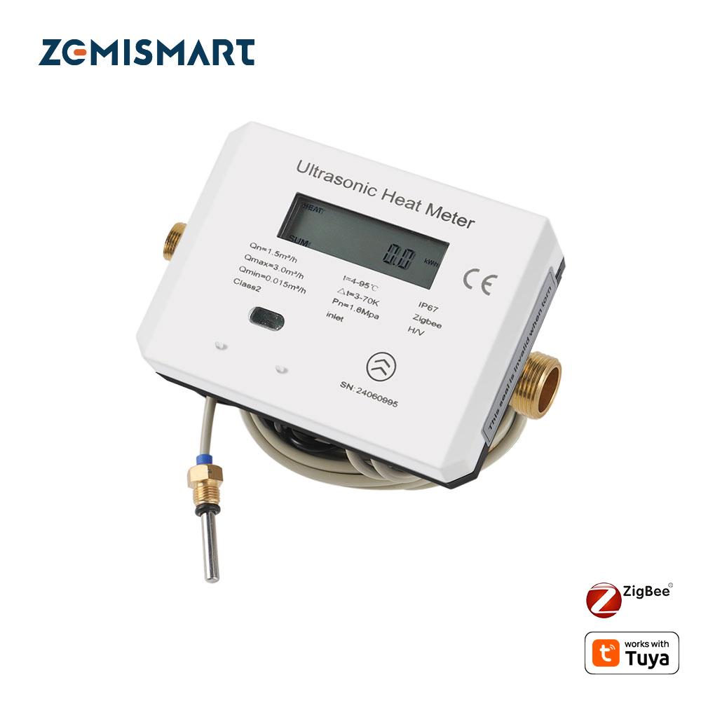 Zigbee Smart Ultrasonic Heat Meter LCD Display Air Conditioner Cold and Heat Water Meter Heating Energy Meter Work with Tuya App