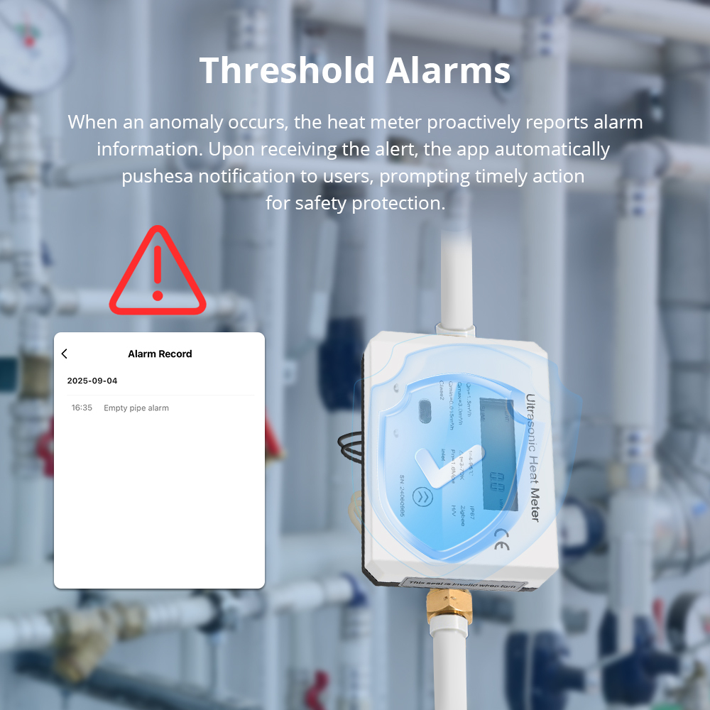 Zigbee Smart Ultrasonic Heat Meter LCD Display Air Conditioner Cold and Heat Water Meter Heating Energy Meter Work with Tuya App