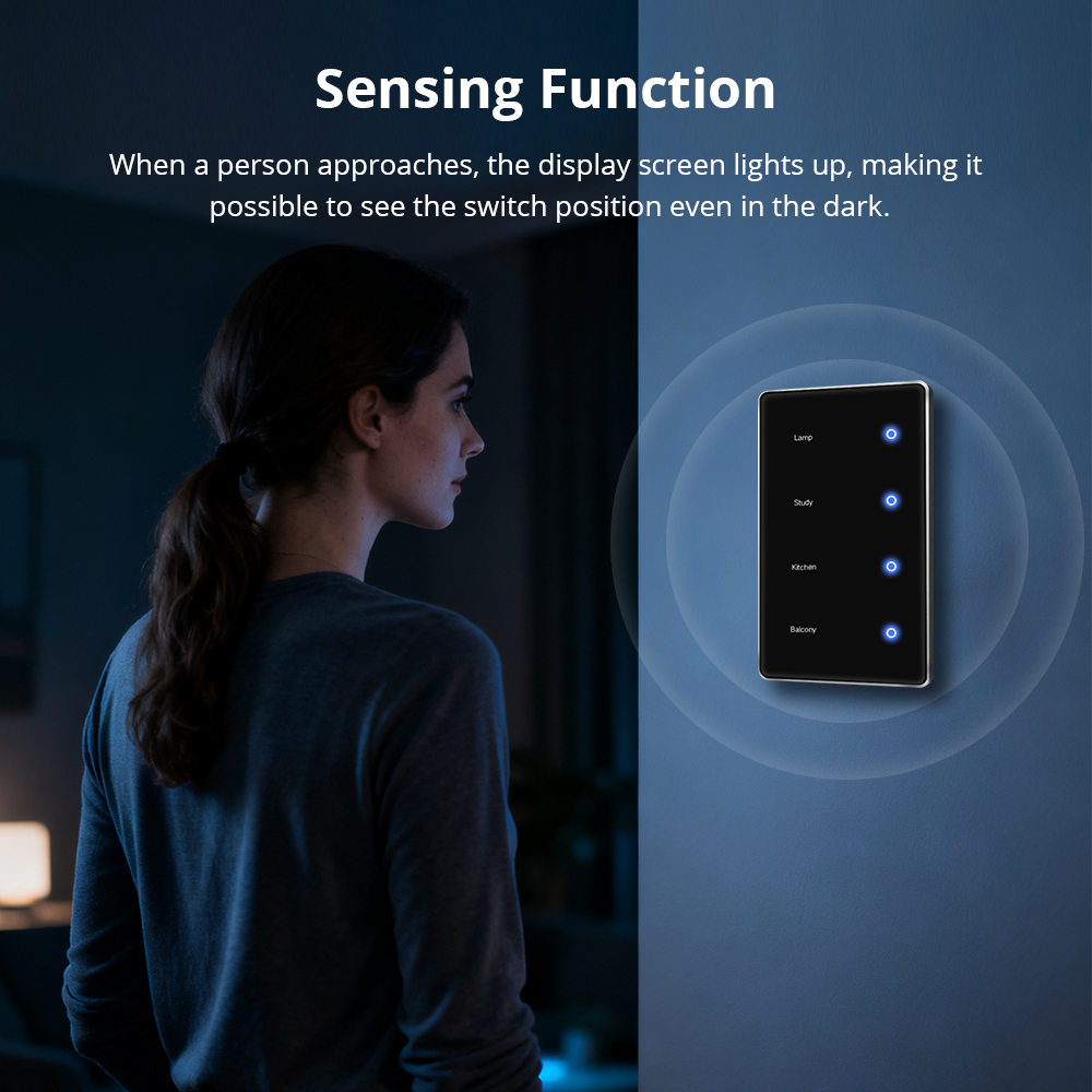 Zemismart Zigbee Light Switch DIY Name Switch with Display Screen Black Color Touch Panel Works with Tuya Smart App