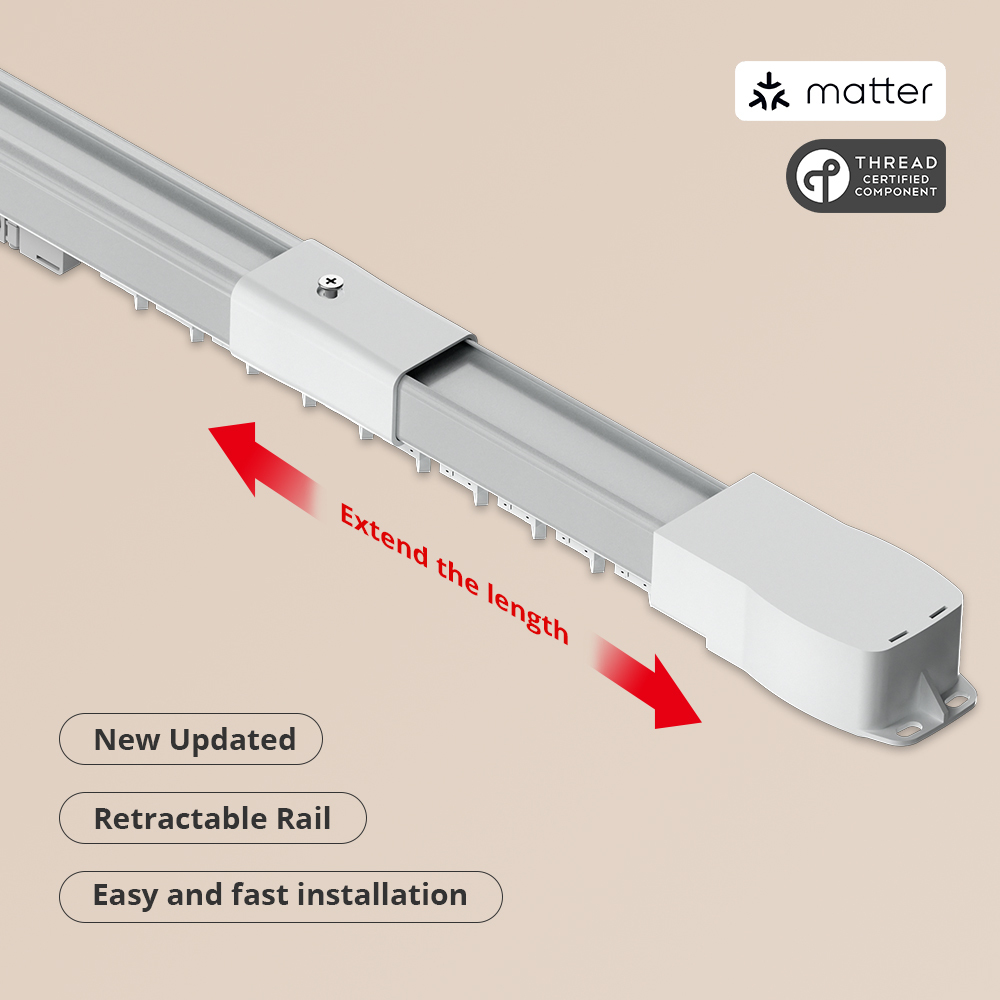Zemismart Matter Thread Electric Retractable Curtain Track and Smart Motor Homekit SmartThings Home Assistant Alexa Google Home