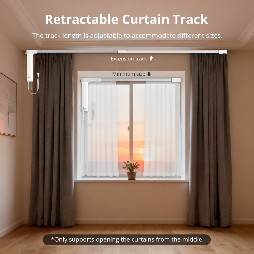 Zemismart Matter Thread Electric Retractable Curtain Track and Smart Motor Homekit SmartThings Home Assistant Alexa Google Home