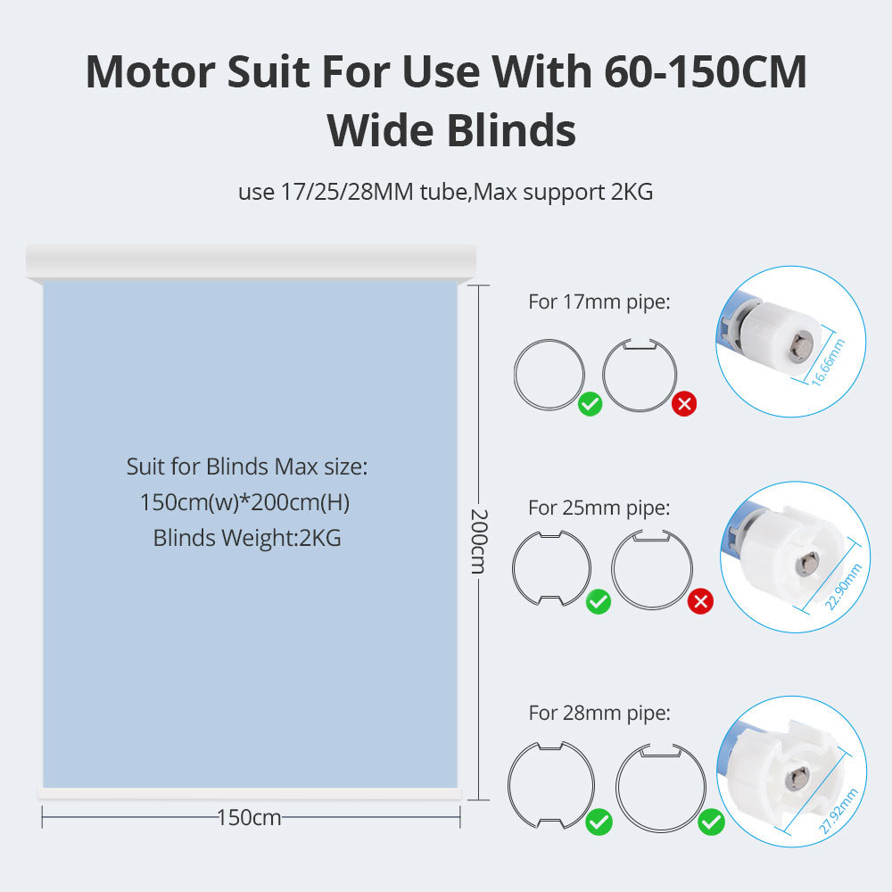 Zemismart Matter over Thread Rechargable Blind Motor compatible with 17/25/28mm Tubes HomeKit Google Home SmartThings App Siri Control
