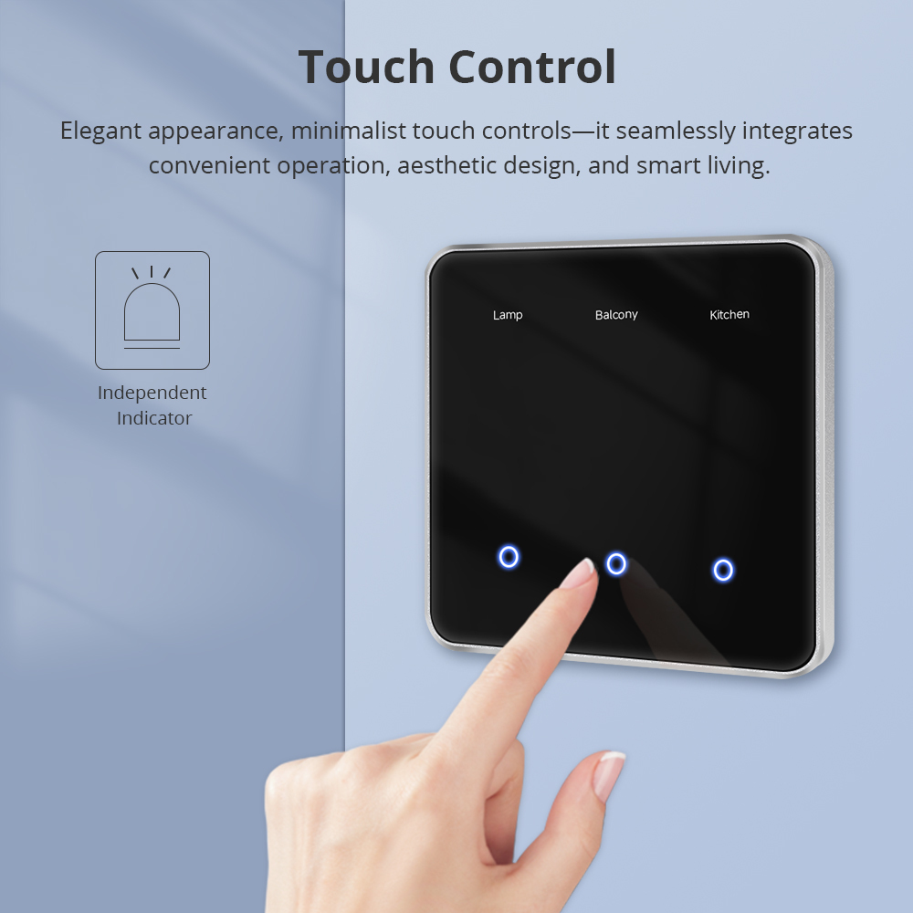 Zemismart Screen Light Switch DIY Name EU Type Switch with Display Screen Black Color Touch Panel Works with Tuya Smart App