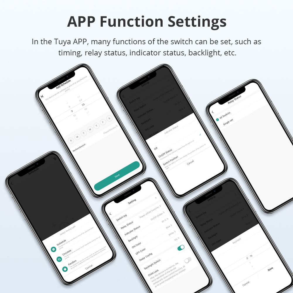 Zemismart Screen Light Switch DIY Name EU Type Switch with Display Screen Black Color Touch Panel Works with Tuya Smart App