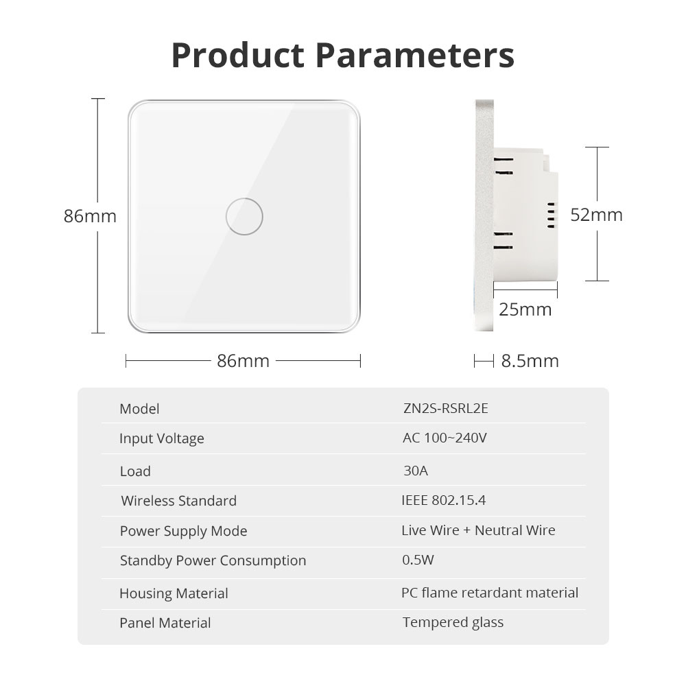Zemismart Zigbee 30A High Power Smart Touch Boiler Water Heater Switch EU Electric Light Switch works with Tuya Alexa Google Voice Control